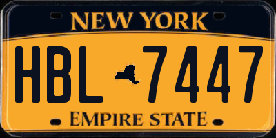 NY license plate HBL7447