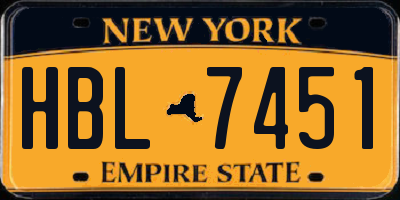 NY license plate HBL7451
