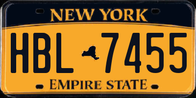 NY license plate HBL7455