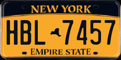 NY license plate HBL7457