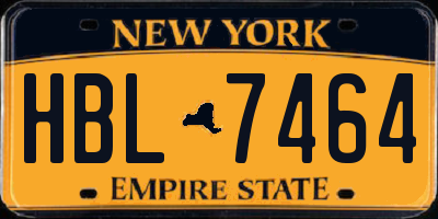 NY license plate HBL7464