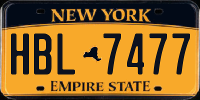 NY license plate HBL7477