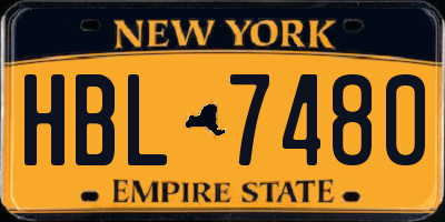 NY license plate HBL7480