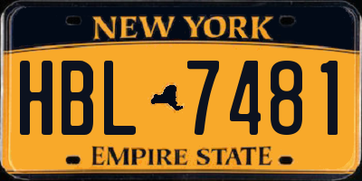 NY license plate HBL7481