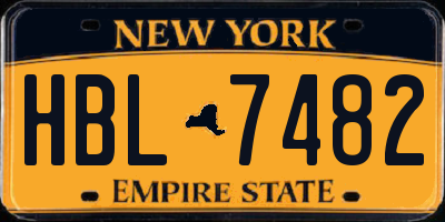 NY license plate HBL7482