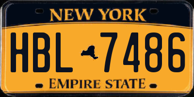 NY license plate HBL7486
