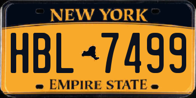 NY license plate HBL7499