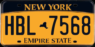NY license plate HBL7568