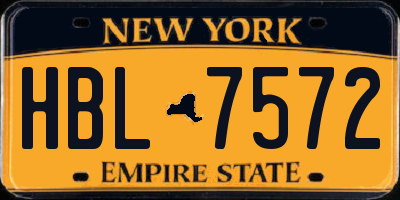 NY license plate HBL7572