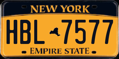 NY license plate HBL7577