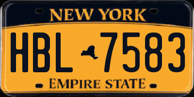 NY license plate HBL7583