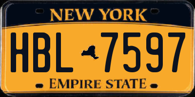 NY license plate HBL7597