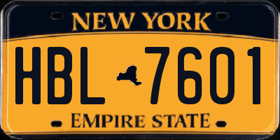 NY license plate HBL7601