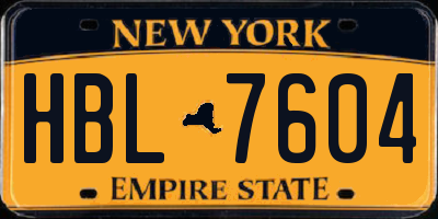 NY license plate HBL7604