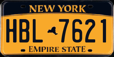 NY license plate HBL7621