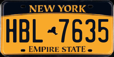 NY license plate HBL7635