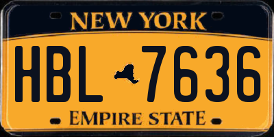 NY license plate HBL7636
