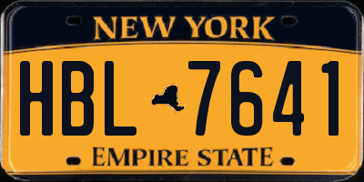 NY license plate HBL7641