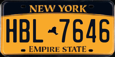 NY license plate HBL7646
