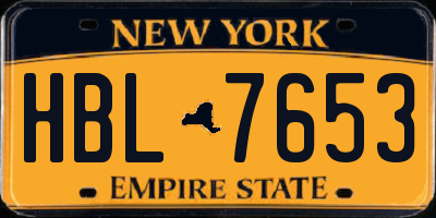 NY license plate HBL7653