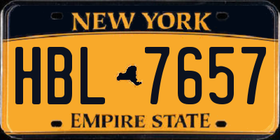 NY license plate HBL7657