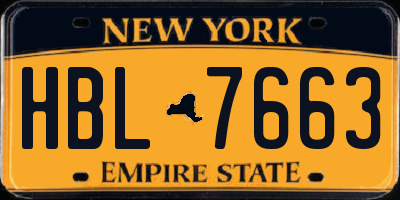 NY license plate HBL7663