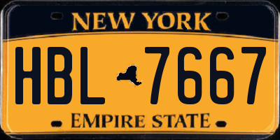 NY license plate HBL7667