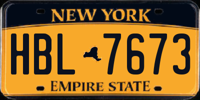NY license plate HBL7673