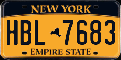 NY license plate HBL7683