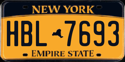 NY license plate HBL7693