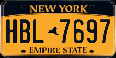 NY license plate HBL7697