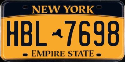 NY license plate HBL7698