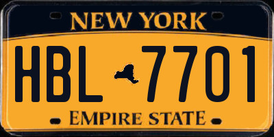 NY license plate HBL7701