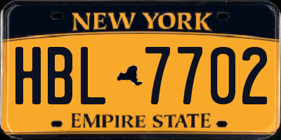 NY license plate HBL7702