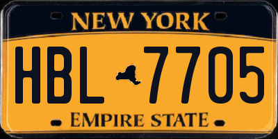 NY license plate HBL7705