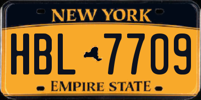 NY license plate HBL7709