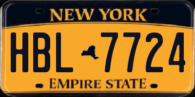 NY license plate HBL7724