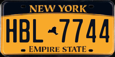 NY license plate HBL7744