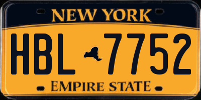 NY license plate HBL7752