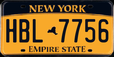 NY license plate HBL7756