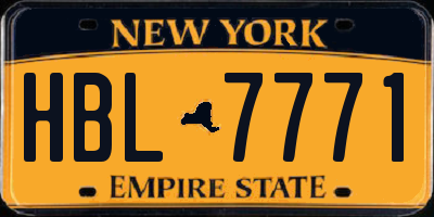NY license plate HBL7771