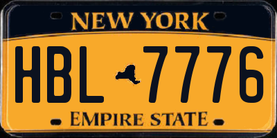 NY license plate HBL7776