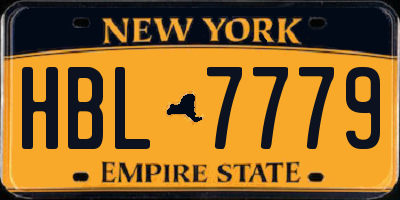 NY license plate HBL7779