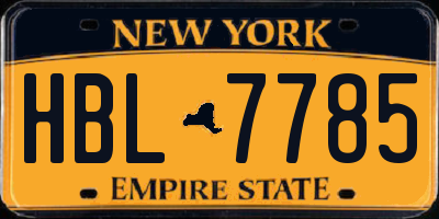 NY license plate HBL7785
