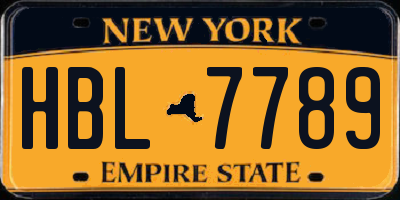 NY license plate HBL7789