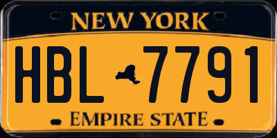 NY license plate HBL7791