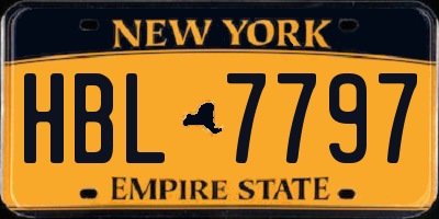 NY license plate HBL7797
