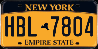 NY license plate HBL7804