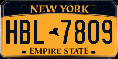 NY license plate HBL7809