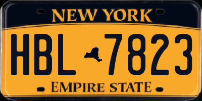 NY license plate HBL7823